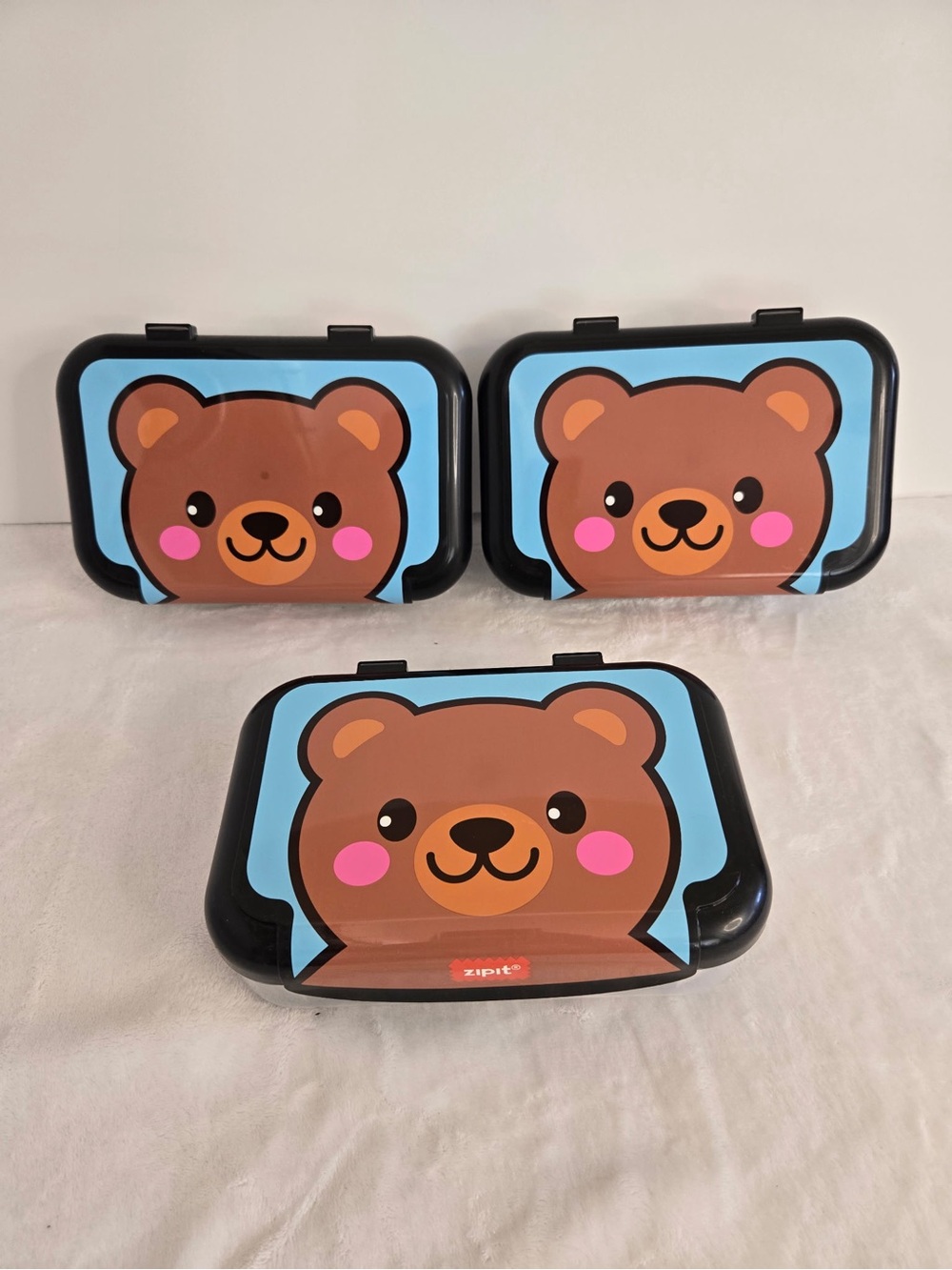 Kids Bear Snack Box Set - Blue & Brown